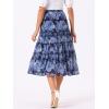 imageAllegra K Womens Floral Skirt Chiffon Aline Long Tiered Ruffle Boho Summer Midi SkirtsDeep Blue