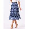 imageAllegra K Womens Floral Skirt Chiffon Aline Long Tiered Ruffle Boho Summer Midi SkirtsDeep Blue
