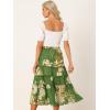 imageAllegra K Womens Floral Skirt Chiffon Aline Long Tiered Ruffle Boho Summer Midi SkirtsDeep Green