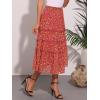 imageAllegra K Womens Floral Skirt Chiffon Aline Long Tiered Ruffle Boho Summer Midi SkirtsDeep Red