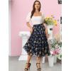 imageAllegra K Womens Floral Skirt Chiffon Aline Long Tiered Ruffle Boho Summer Midi SkirtsNavy