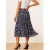 imageAllegra K Womens Floral Skirt Chiffon Aline Long Tiered Ruffle Boho Summer Midi SkirtsNavy Blue