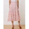 imageAllegra K Womens Floral Skirt Chiffon Aline Long Tiered Ruffle Boho Summer Midi SkirtsPink