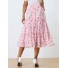 imageAllegra K Womens Floral Skirt Chiffon Aline Long Tiered Ruffle Boho Summer Midi SkirtsPink Rose