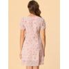 imageAllegra K Womens Floral Square Neck Short Sleeve Drawstring Ruched DressPink