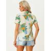 imageAllegra K Womens Hawaiian Shirts Floral Top Printed Short Sleeve Button Down Shirt Summer Tropical TopsBeige