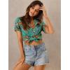 imageAllegra K Womens Hawaiian Shirts Floral Top Printed Short Sleeve Button Down Shirt Summer Tropical TopsBlack