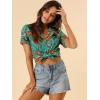 imageAllegra K Womens Hawaiian Shirts Floral Top Printed Short Sleeve Button Down Shirt Summer Tropical TopsBlack