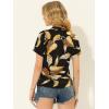imageAllegra K Womens Hawaiian Shirts Floral Top Printed Short Sleeve Button Down Shirt Summer Tropical TopsBlack Brown