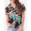 imageAllegra K Womens Hawaiian Shirts Floral Top Printed Short Sleeve Button Down Shirt Summer Tropical TopsBlacks