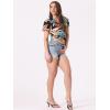 imageAllegra K Womens Hawaiian Shirts Floral Top Printed Short Sleeve Button Down Shirt Summer Tropical TopsBlacks