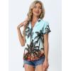 imageAllegra K Womens Hawaiian Shirts Floral Top Printed Short Sleeve Button Down Shirt Summer Tropical TopsBlue Coconut
