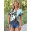 imageAllegra K Womens Hawaiian Shirts Floral Top Printed Short Sleeve Button Down Shirt Summer Tropical TopsBlue Coconut