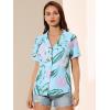 imageAllegra K Womens Hawaiian Shirts Floral Top Printed Short Sleeve Button Down Shirt Summer Tropical TopsBlue Pink