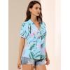 imageAllegra K Womens Hawaiian Shirts Floral Top Printed Short Sleeve Button Down Shirt Summer Tropical TopsBlue Pink
