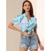 imageAllegra K Womens Hawaiian Shirts Floral Top Printed Short Sleeve Button Down Shirt Summer Tropical TopsBlue Pink