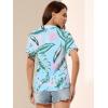 imageAllegra K Womens Hawaiian Shirts Floral Top Printed Short Sleeve Button Down Shirt Summer Tropical TopsBlue Pink