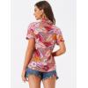 imageAllegra K Womens Hawaiian Shirts Floral Top Printed Short Sleeve Button Down Shirt Summer Tropical TopsBright Pink