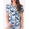 imageAllegra K Womens Hawaiian Shirts Floral Top Printed Short Sleeve Button Down Shirt Summer Tropical TopsDeep Blue