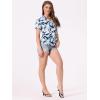 imageAllegra K Womens Hawaiian Shirts Floral Top Printed Short Sleeve Button Down Shirt Summer Tropical TopsDeep Blue