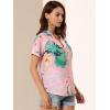 imageAllegra K Womens Hawaiian Shirts Floral Top Printed Short Sleeve Button Down Shirt Summer Tropical TopsDusty Pink