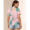 imageAllegra K Womens Hawaiian Shirts Floral Top Printed Short Sleeve Button Down Shirt Summer Tropical TopsDusty Pink