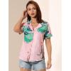 imageAllegra K Womens Hawaiian Shirts Floral Top Printed Short Sleeve Button Down Shirt Summer Tropical TopsDusty Pink