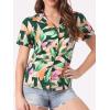 imageAllegra K Womens Hawaiian Shirts Floral Top Printed Short Sleeve Button Down Shirt Summer Tropical TopsGreen Leaf