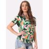 imageAllegra K Womens Hawaiian Shirts Floral Top Printed Short Sleeve Button Down Shirt Summer Tropical TopsGreen Leaf