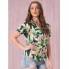 imageAllegra K Womens Hawaiian Shirts Floral Top Printed Short Sleeve Button Down Shirt Summer Tropical TopsGreen Leaf