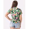 imageAllegra K Womens Hawaiian Shirts Floral Top Printed Short Sleeve Button Down Shirt Summer Tropical TopsGreen Leaf