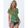 imageAllegra K Womens Hawaiian Shirts Floral Top Printed Short Sleeve Button Down Shirt Summer Tropical TopsGreen Pineapple
