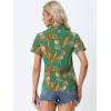 imageAllegra K Womens Hawaiian Shirts Floral Top Printed Short Sleeve Button Down Shirt Summer Tropical TopsGreen Pineapple