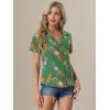 imageAllegra K Womens Hawaiian Shirts Floral Top Printed Short Sleeve Button Down Shirt Summer Tropical TopsGreen Pineapple