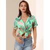 imageAllegra K Womens Hawaiian Shirts Floral Top Printed Short Sleeve Button Down Shirt Summer Tropical TopsGreen a