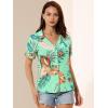 imageAllegra K Womens Hawaiian Shirts Floral Top Printed Short Sleeve Button Down Shirt Summer Tropical TopsGreen a