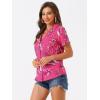 imageAllegra K Womens Hawaiian Shirts Floral Top Printed Short Sleeve Button Down Shirt Summer Tropical TopsHot Pink