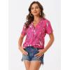 imageAllegra K Womens Hawaiian Shirts Floral Top Printed Short Sleeve Button Down Shirt Summer Tropical TopsHot Pink