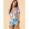 imageAllegra K Womens Hawaiian Shirts Floral Top Printed Short Sleeve Button Down Shirt Summer Tropical TopsLight Blue