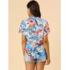 imageAllegra K Womens Hawaiian Shirts Floral Top Printed Short Sleeve Button Down Shirt Summer Tropical TopsLight Blue