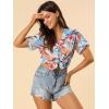 imageAllegra K Womens Hawaiian Shirts Floral Top Printed Short Sleeve Button Down Shirt Summer Tropical TopsLight Blue