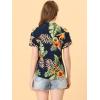 imageAllegra K Womens Hawaiian Shirts Floral Top Printed Short Sleeve Button Down Shirt Summer Tropical TopsNavy Blue