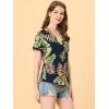 imageAllegra K Womens Hawaiian Shirts Floral Top Printed Short Sleeve Button Down Shirt Summer Tropical TopsNavy Blue