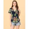 imageAllegra K Womens Hawaiian Shirts Floral Top Printed Short Sleeve Button Down Shirt Summer Tropical TopsNavy Blue