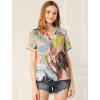 imageAllegra K Womens Hawaiian Shirts Floral Top Printed Short Sleeve Button Down Shirt Summer Tropical TopsPink