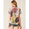 imageAllegra K Womens Hawaiian Shirts Floral Top Printed Short Sleeve Button Down Shirt Summer Tropical TopsPink