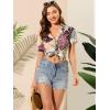 imageAllegra K Womens Hawaiian Shirts Floral Top Printed Short Sleeve Button Down Shirt Summer Tropical TopsPink