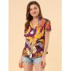 imageAllegra K Womens Hawaiian Shirts Floral Top Printed Short Sleeve Button Down Shirt Summer Tropical TopsPurple