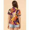 imageAllegra K Womens Hawaiian Shirts Floral Top Printed Short Sleeve Button Down Shirt Summer Tropical TopsPurple