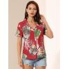 imageAllegra K Womens Hawaiian Shirts Floral Top Printed Short Sleeve Button Down Shirt Summer Tropical TopsRed